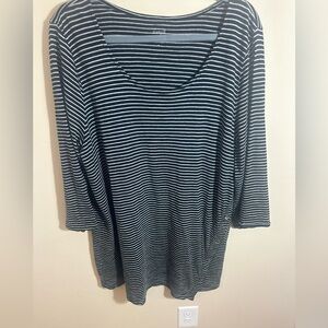J Jill Striped Black and Grey Tunic